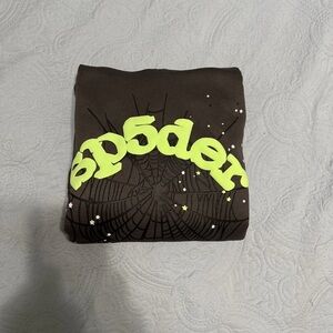 Rep Sp5der Dark Grey Sweater with Neon Green Accents